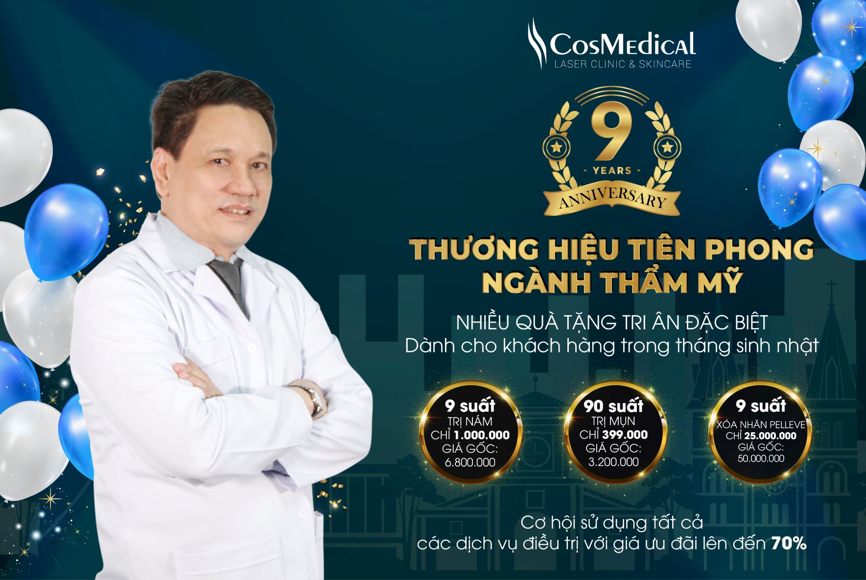 Kỷ niệm 9 năm thành lập cosmedical clinic: thương hiệu tiên phong ngành thẩm mỹ công nghệ cao.