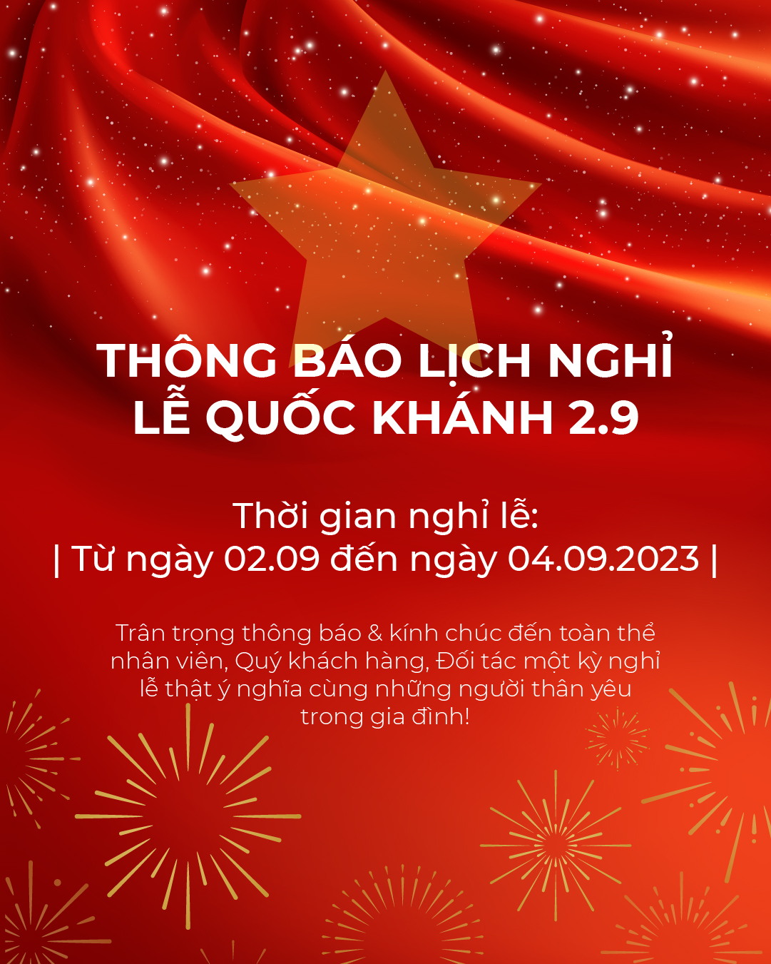 COSMEDICAL CLINIC THÔNG BÁO LỊCH NGHỈ LỄ 2/9